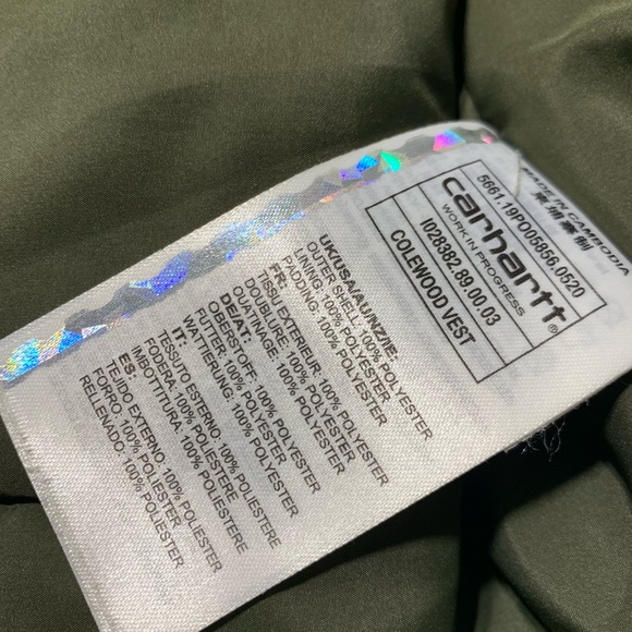 Carhartt WIP Work In Progress Utility Colewood Vest Black Green Mens Size XL - Picture 7 of 7